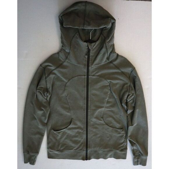 Lululemon W4G48S Women's Sz 10 Heathered Green On The Daily Full Zip Hoodie - Picture 8 of 13